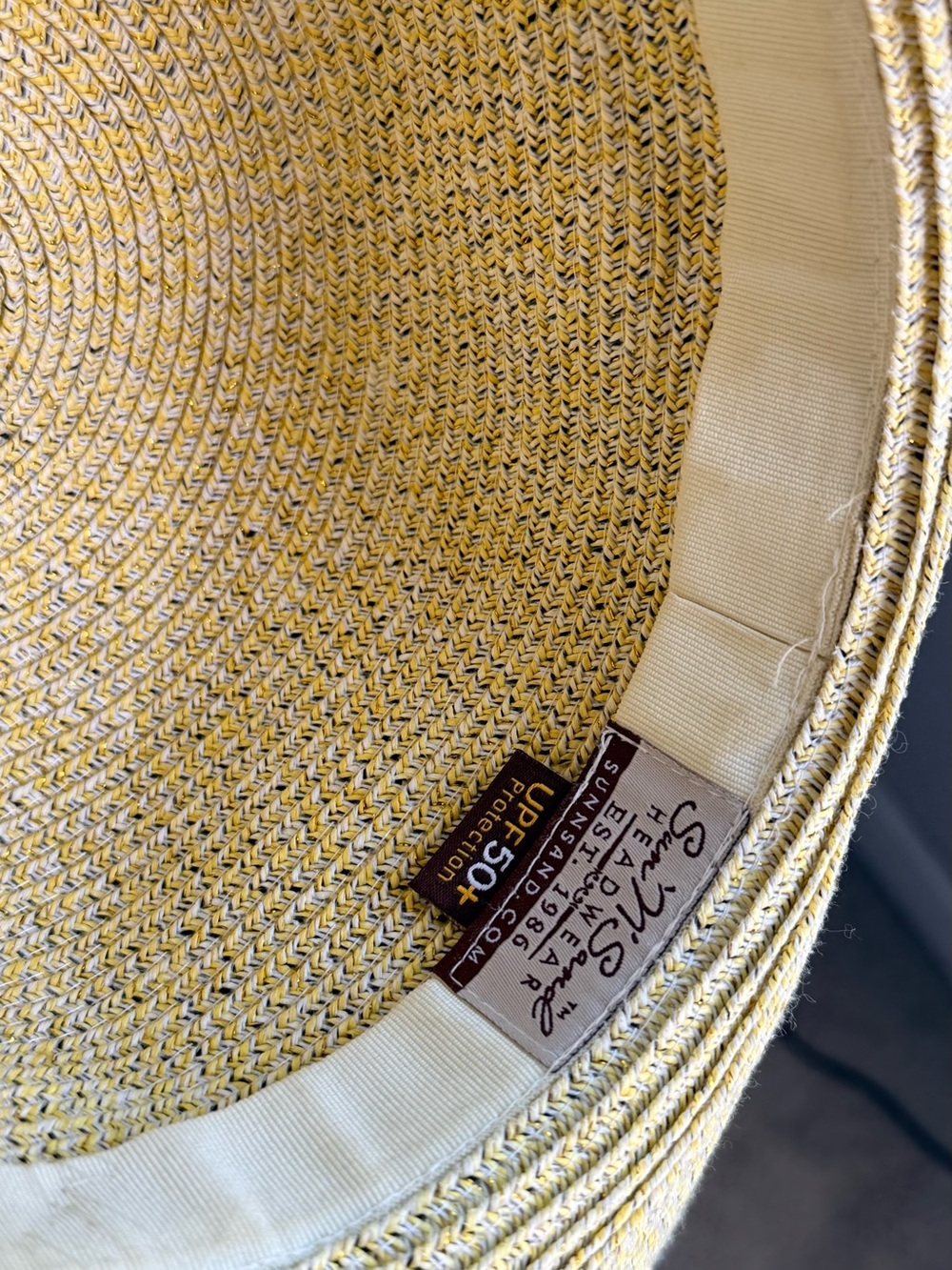 Sun N Sand UPF 50+ Wide Brim Hat Jeweled Rhinestone Embellished OOAK - Picture 5 of 7